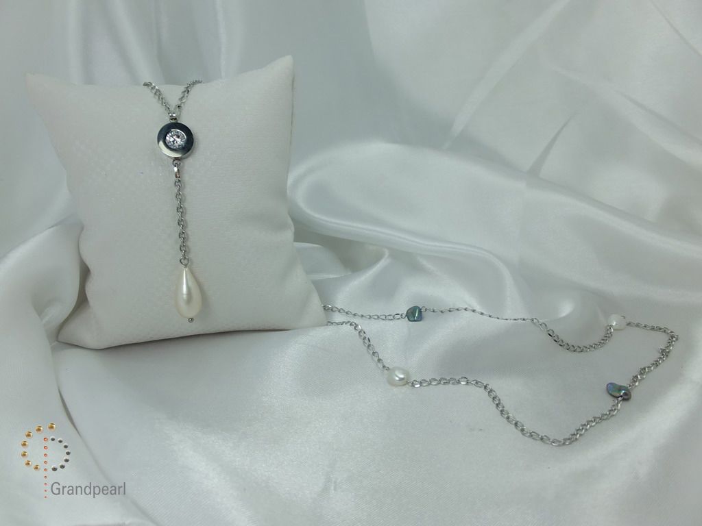 PNA-023 Pearl Necklace with Sterling Silver Chain