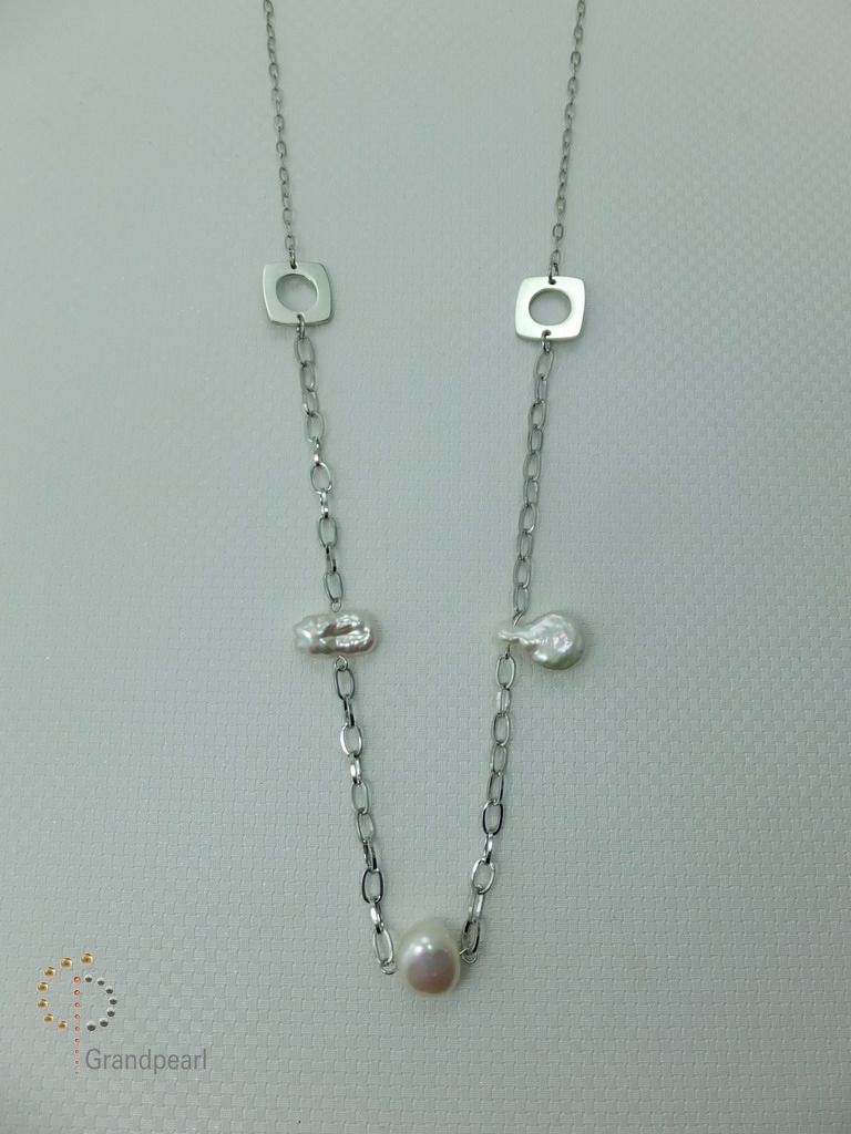 PNA-043 Pearl Necklace with Sterling Silver Chain
