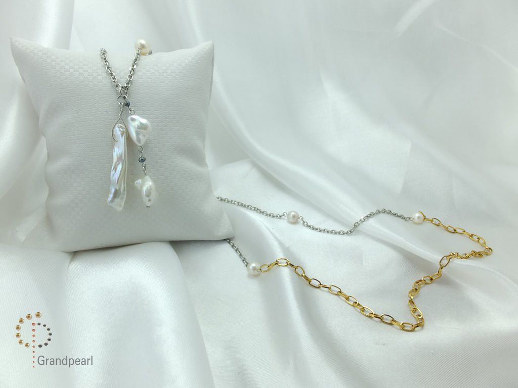 PNA-069 Pearl Necklace with Sterling Silver Chain