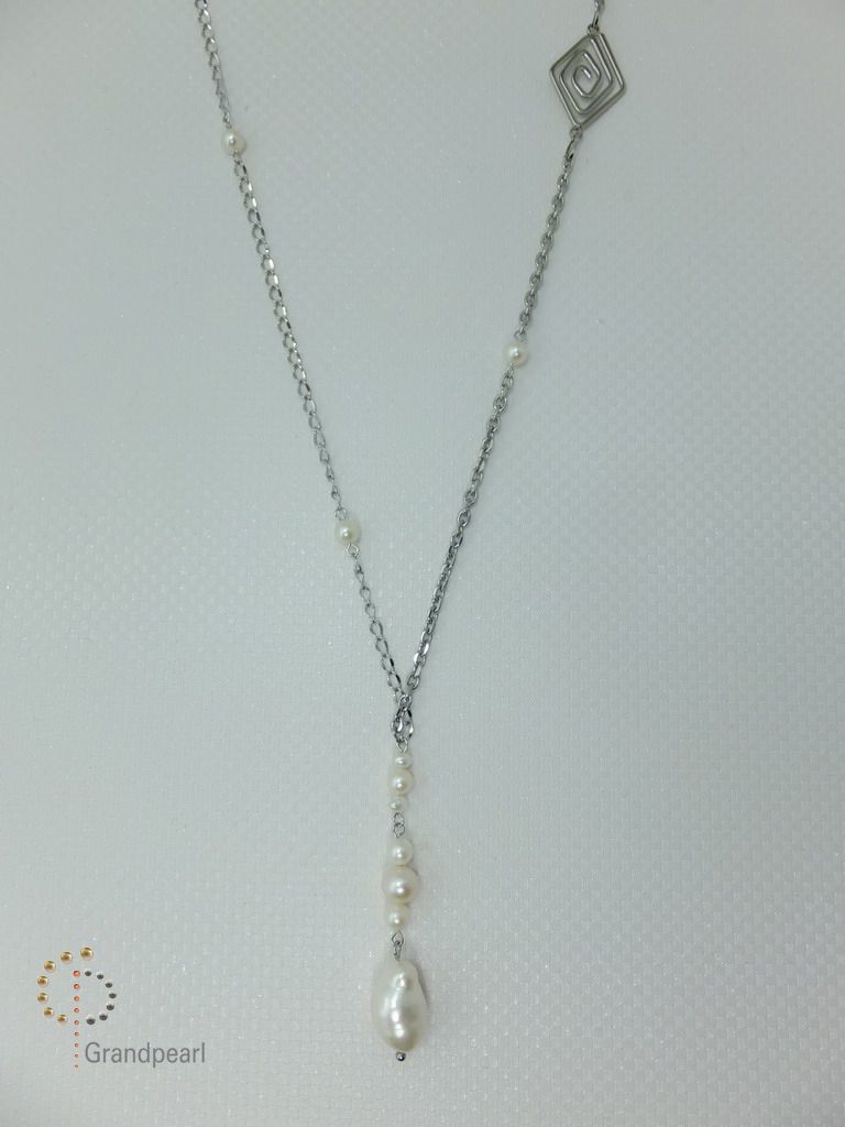 PNA-031 Pearl Necklace with Sterling Silver Chain