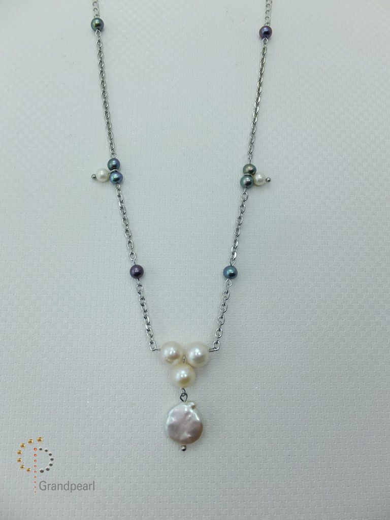 PNA-018 Pearl Necklace with Sterling Silver Chain