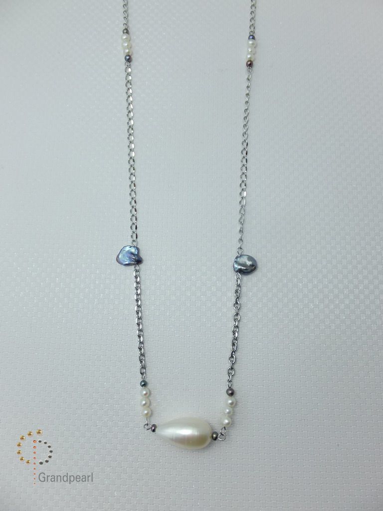 PNA-027 Pearl Necklace with Sterling Silver Chain