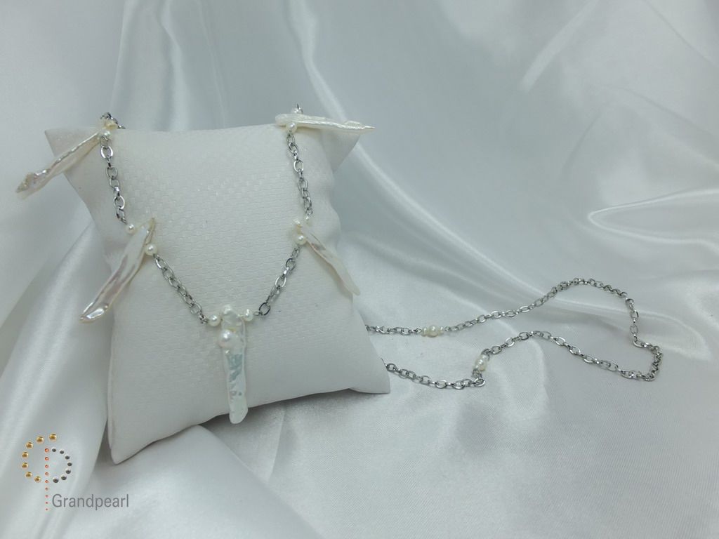 PNA-060 Pearl Necklace with Sterling Silver Chain