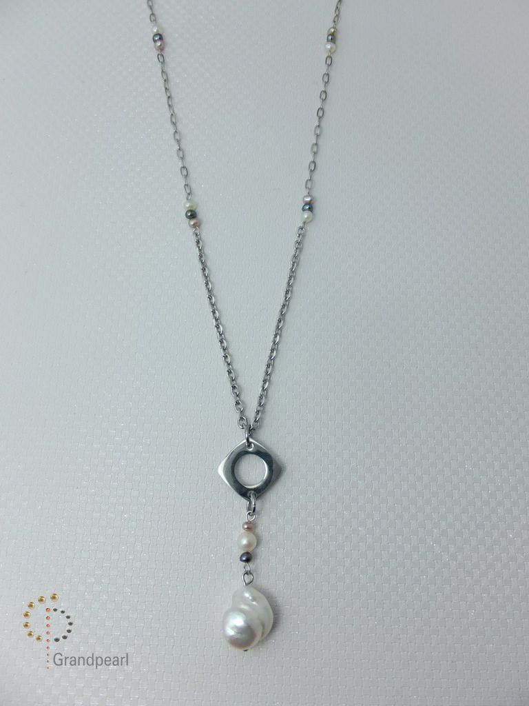 PNA-015 Pearl Necklace with Sterling Silver Chain