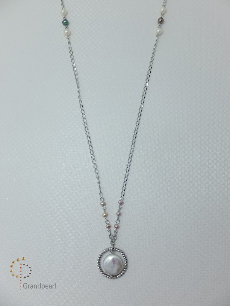 PNA-024 Pearl Necklace with Sterling Silver Chain