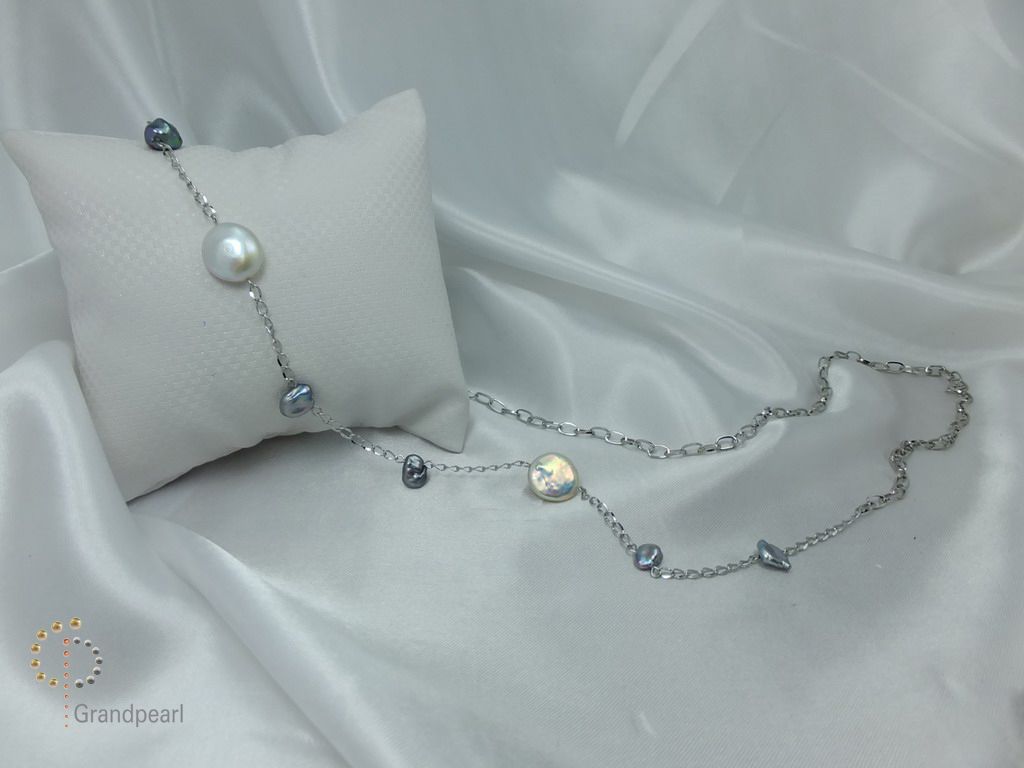 PNA-022 Pearl Necklace with Sterling Silver Chain