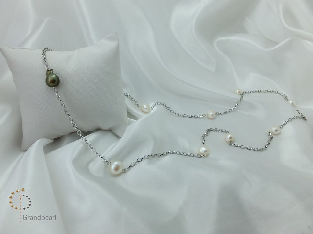 PNA-045 Pearl Necklace with Sterling Silver Chain
