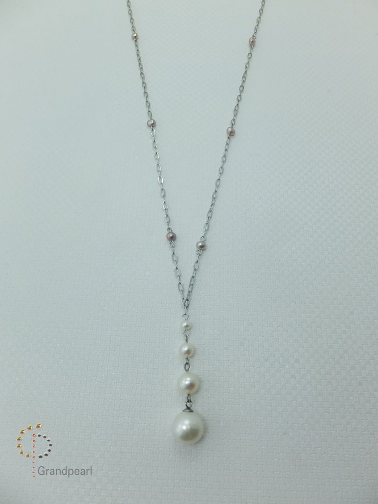 PNA-053 Pearl Necklace with Sterling Silver Chain