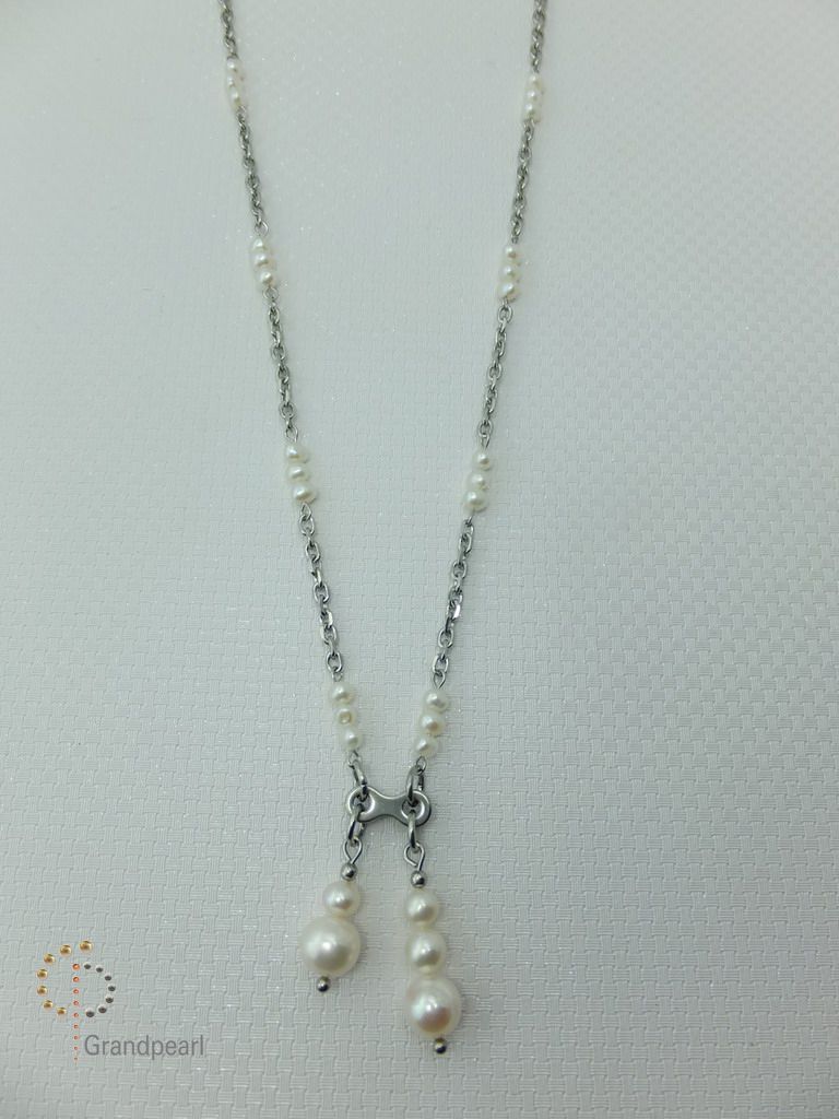 PNA-013 Pearl Necklace with Sterling Silver Chain