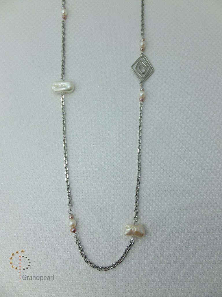 PNA-010 Pearl Necklace with Sterling Silver Chain