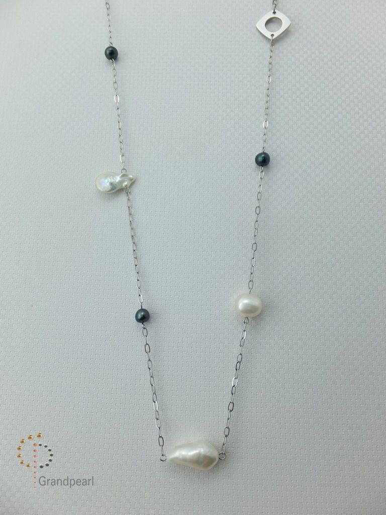 PNA-054 Pearl Necklace with Sterling Silver Chain