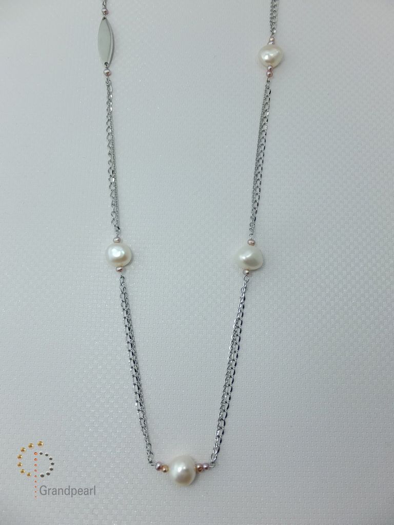 PNA-001 Pearl Necklace with Sterling Silver Chain