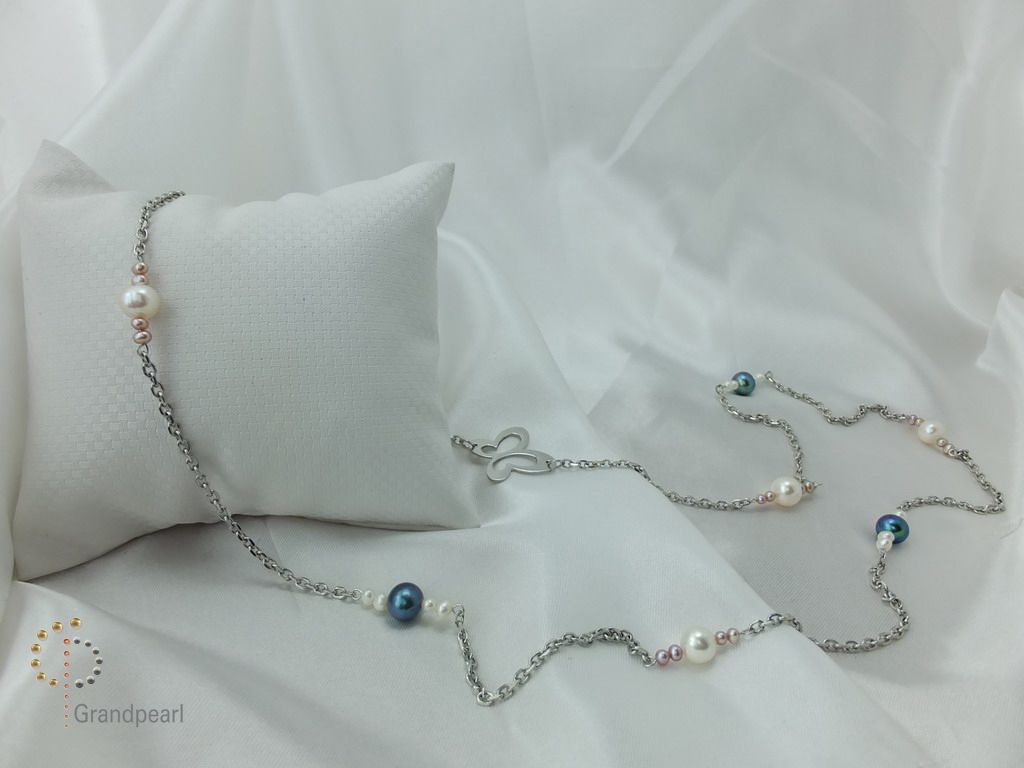 PNA-071 Pearl Necklace with Sterling Silver Chain