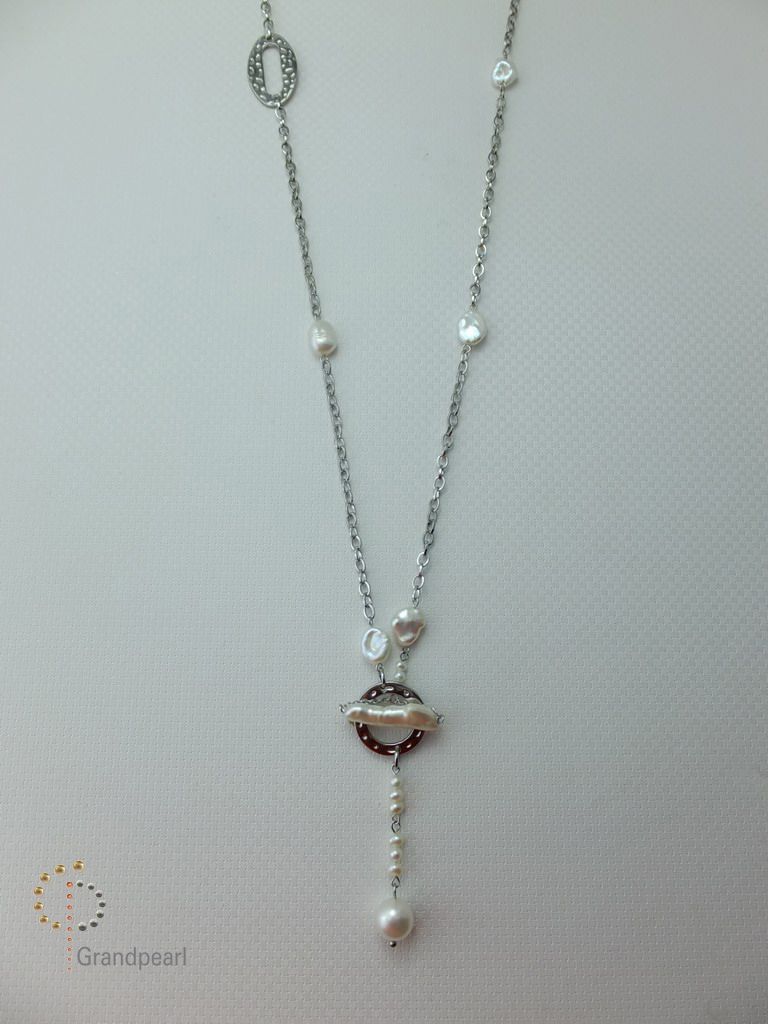 PNA-035 Pearl Necklace with Sterling Silver Chain