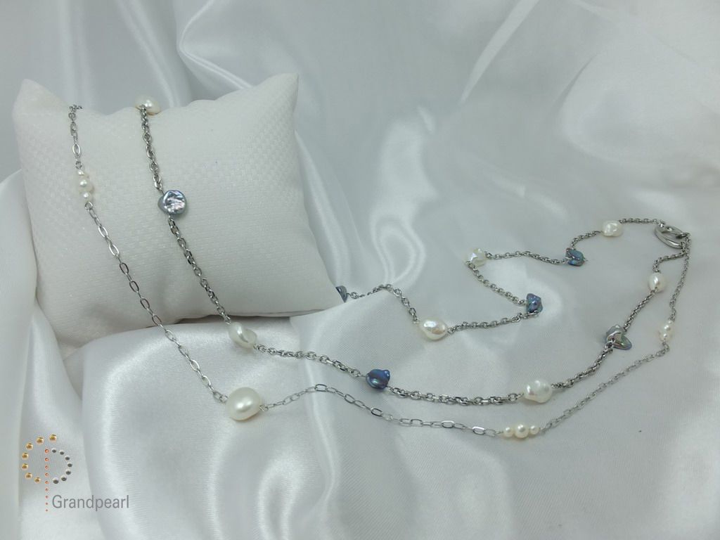 PNA-020 Pearl Necklace with Sterling Silver Chain