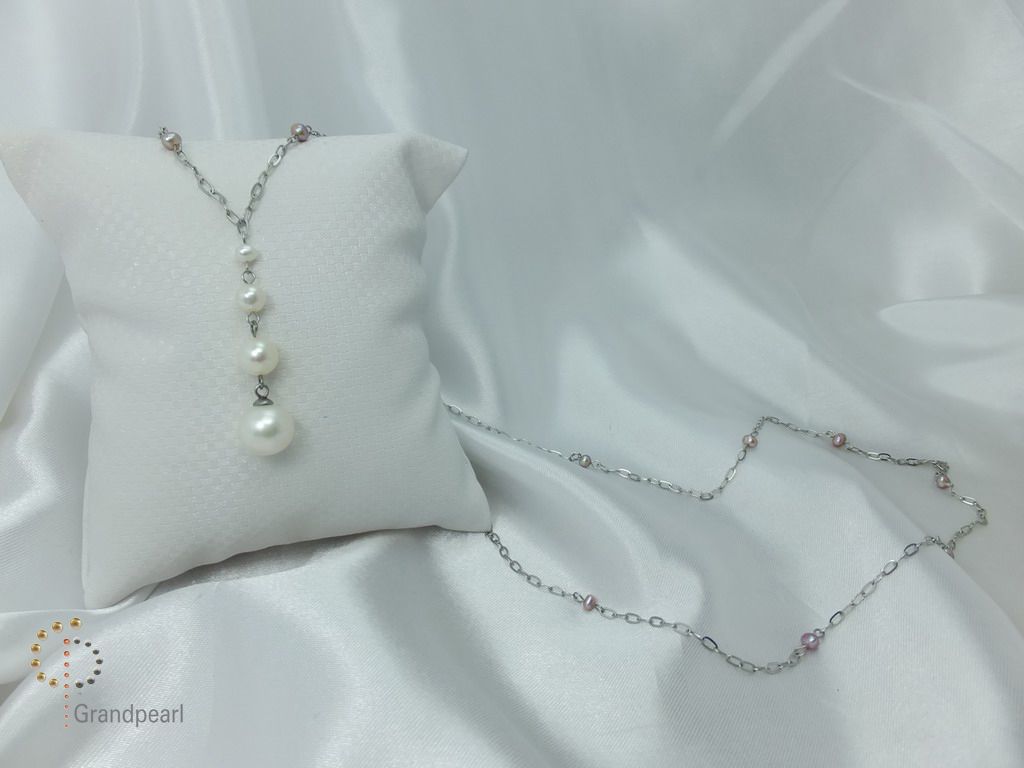 PNA-053 Pearl Necklace with Sterling Silver Chain