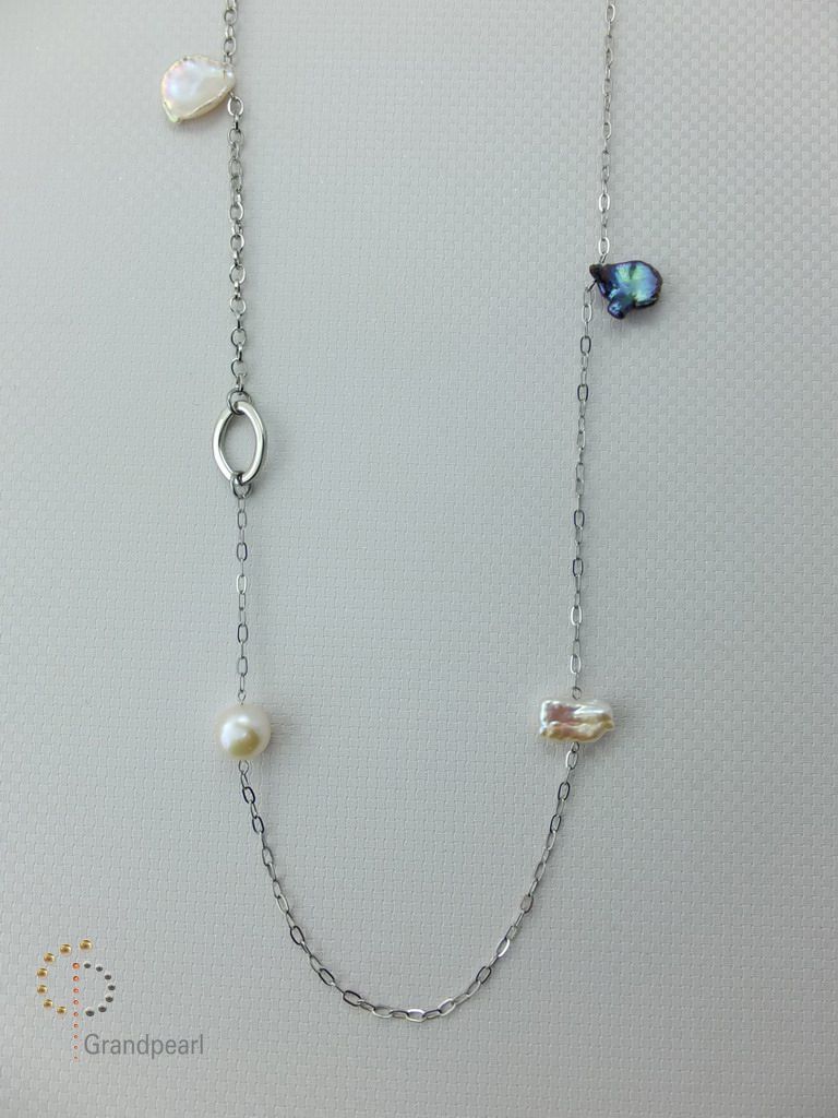 PNA-072 Pearl Necklace with Sterling Silver Chain