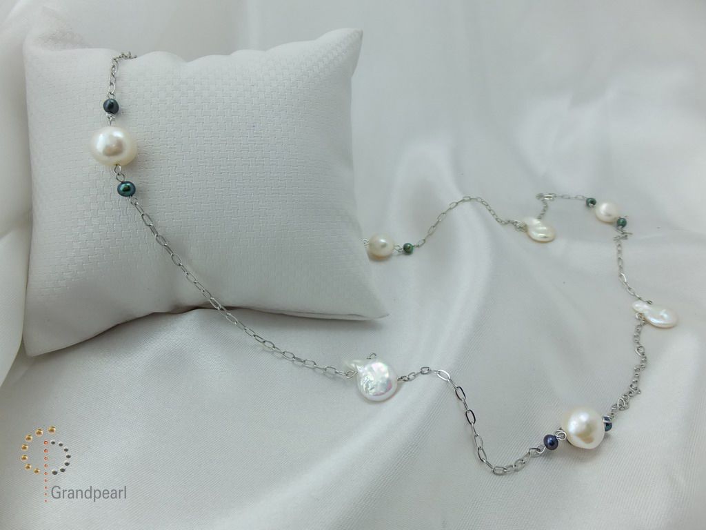 PNA-076 Pearl Necklace with Sterling Silver Chain