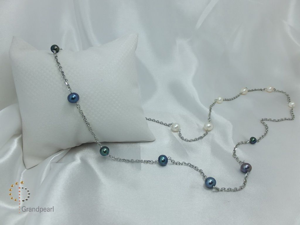 PNA-055 Pearl Necklace with Sterling Silver Chain