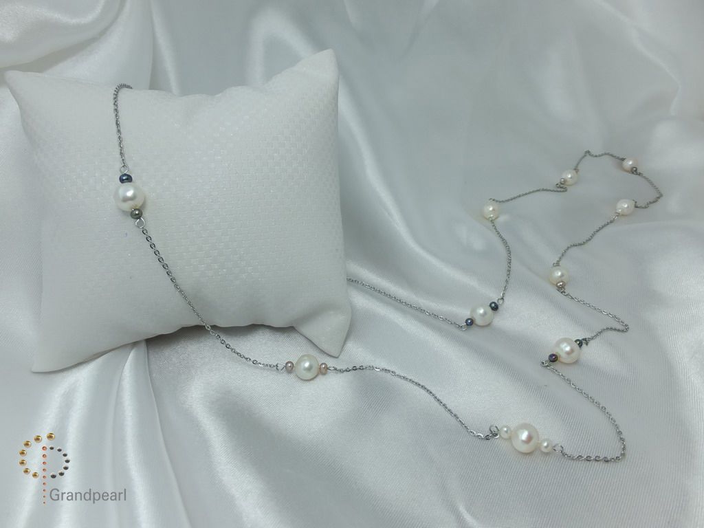 PNA-012 Pearl Necklace with Sterling Silver Chain