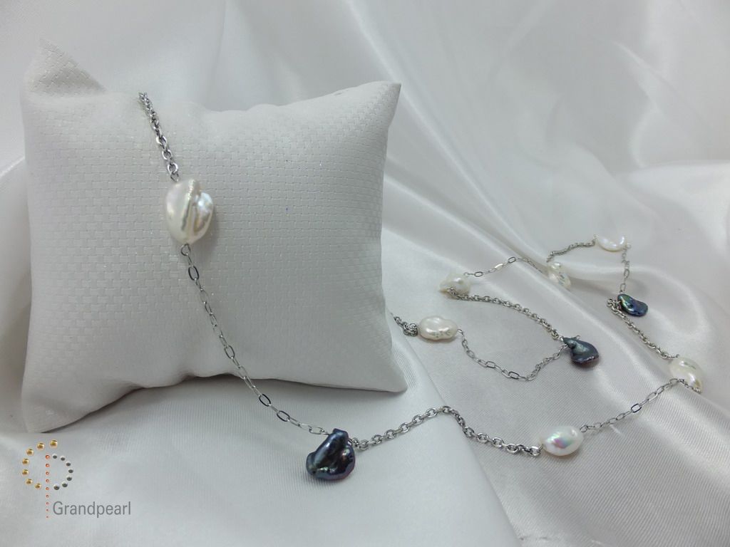 PNA-074 Pearl Necklace with Sterling Silver Chain