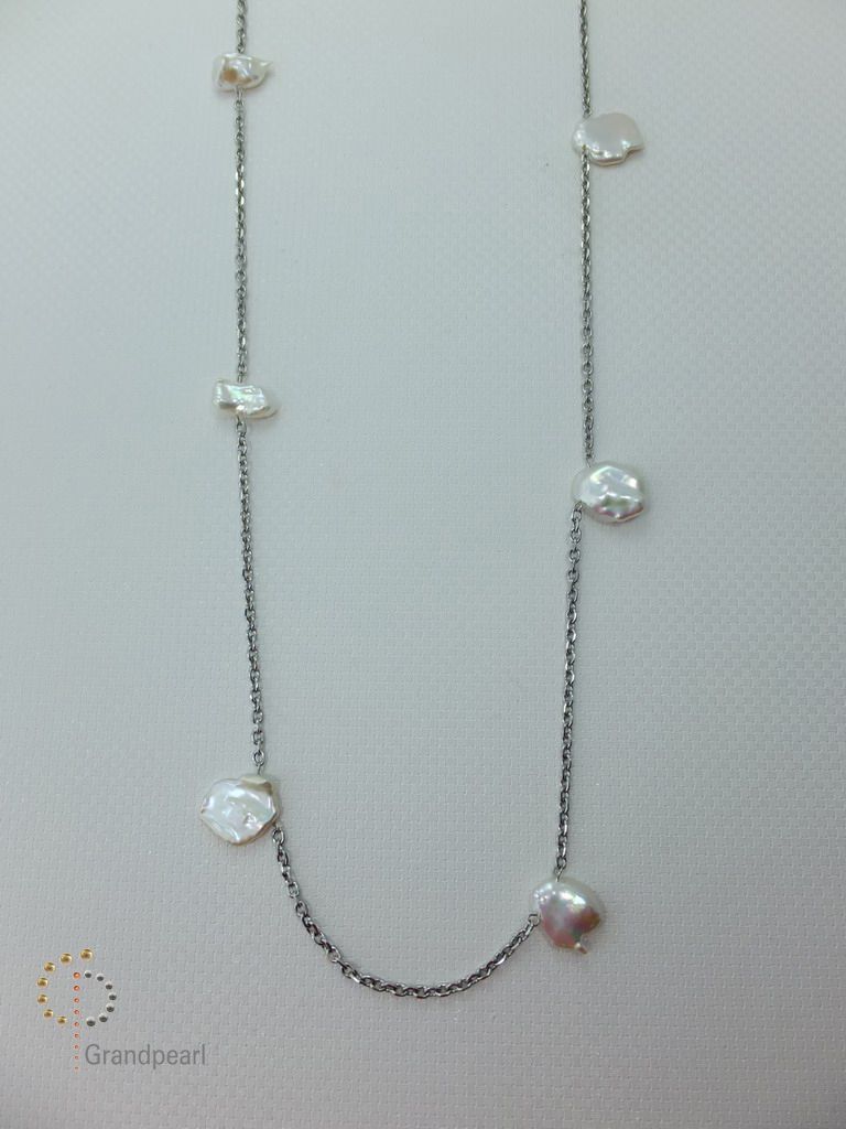 PNA-002 Pearl Necklace with Sterling Silver Chain