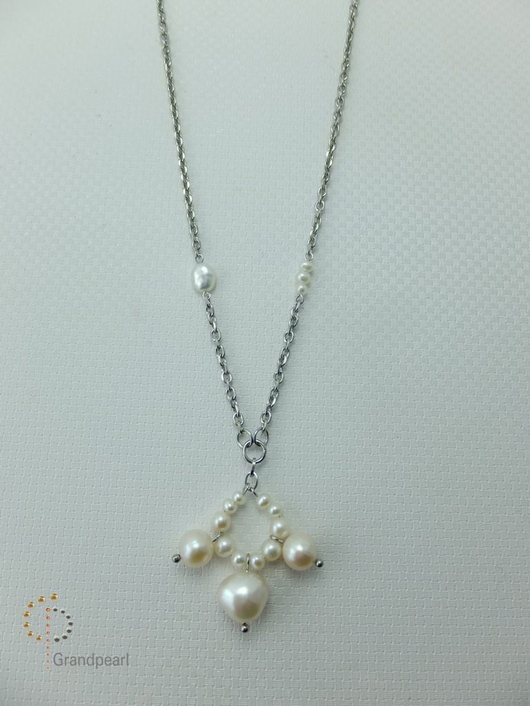 PNA-019 Pearl Necklace with Sterling Silver Chain