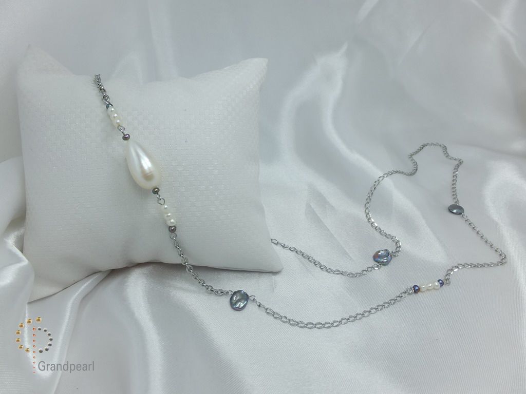 PNA-027 Pearl Necklace with Sterling Silver Chain