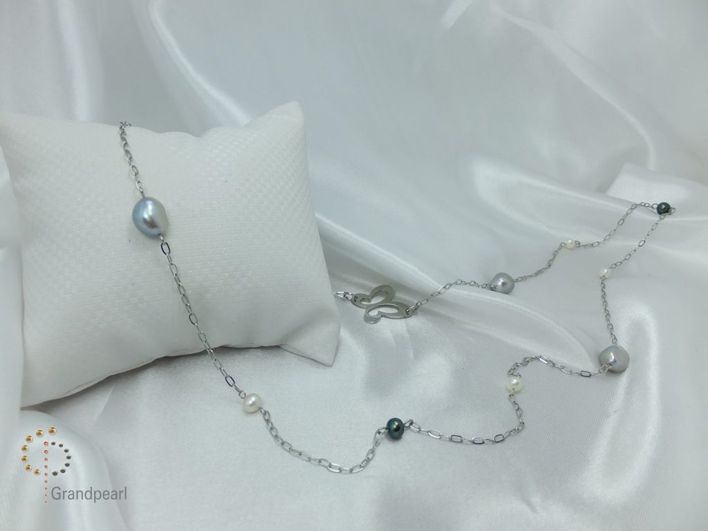 PNA-064 Pearl Necklace with Sterling Silver Chain