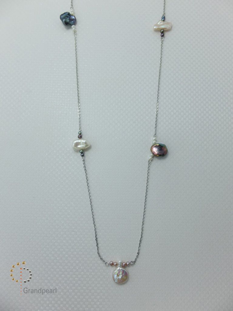 PNA-056 Pearl Necklace with Sterling Silver Chain