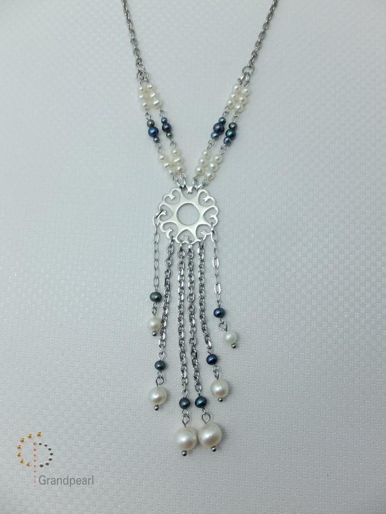 PNA-028 Pearl Necklace with Sterling Silver Chain