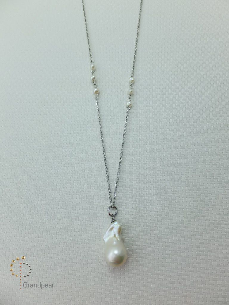 PNA-041 Pearl Necklace with Sterling Silver Chain