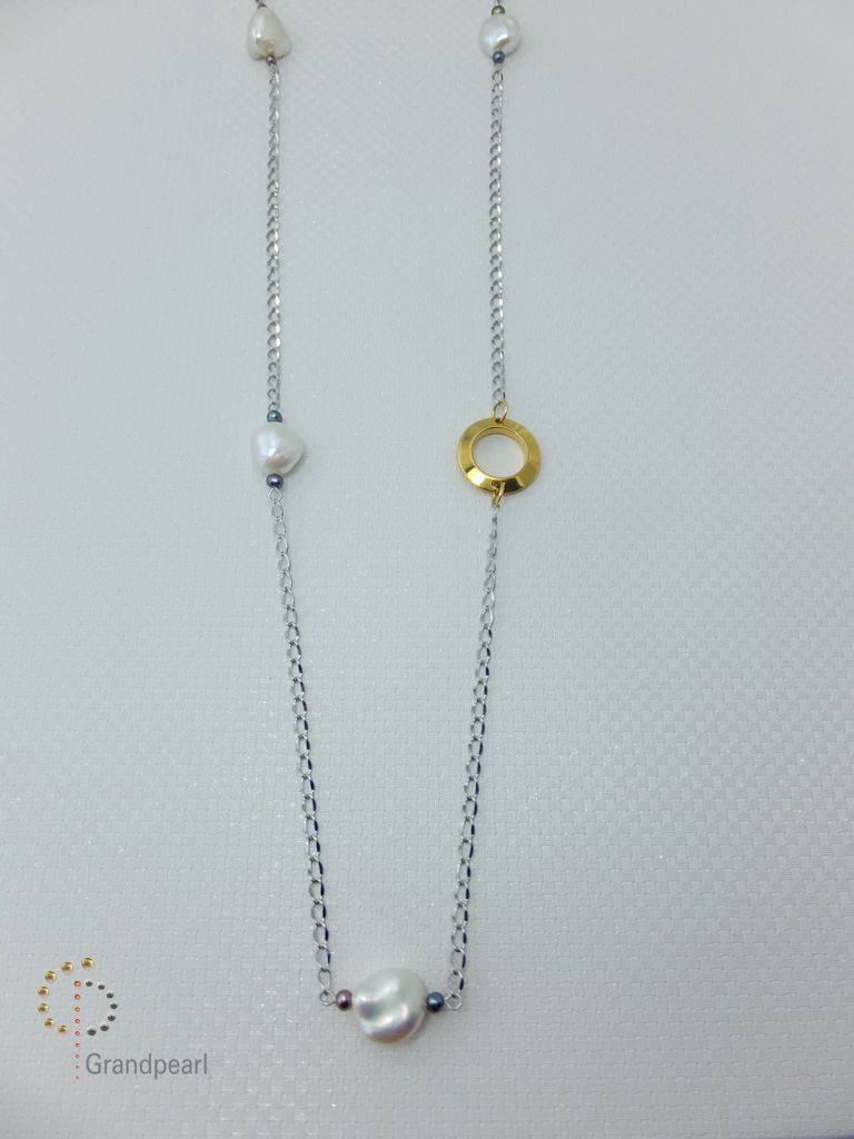 PNA-048 Pearl Necklace with Sterling Silver Chain