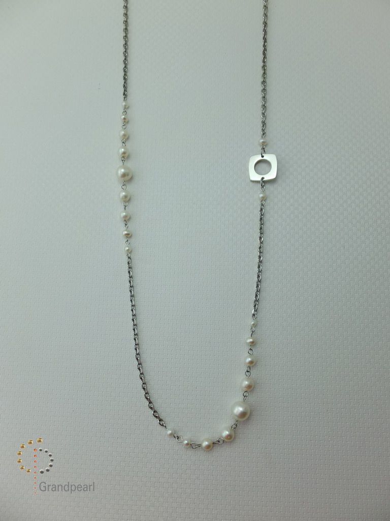 PNA-005 Pearl Necklace with Sterling Silver Chain