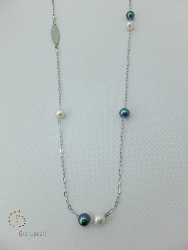 PNA-075 Pearl Necklace with Sterling Silver Chain