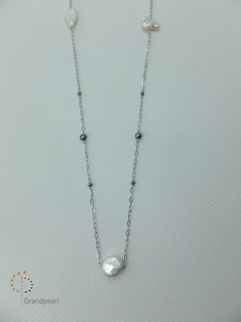 PNA-050 Pearl Necklace with Sterling Silver Chain