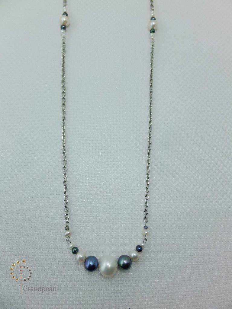 PNA-006 Pearl Necklace with Sterling Silver Chain