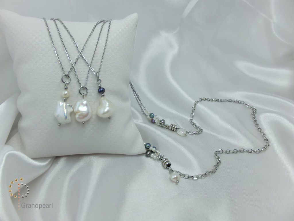 PNA-030 Pearl Necklace with Sterling Silver Chain