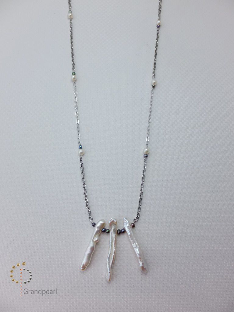 PNA-004 Pearl Necklace with Sterling Silver Chain