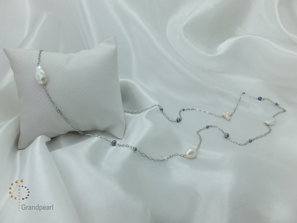 PNA-050 Pearl Necklace with Sterling Silver Chain