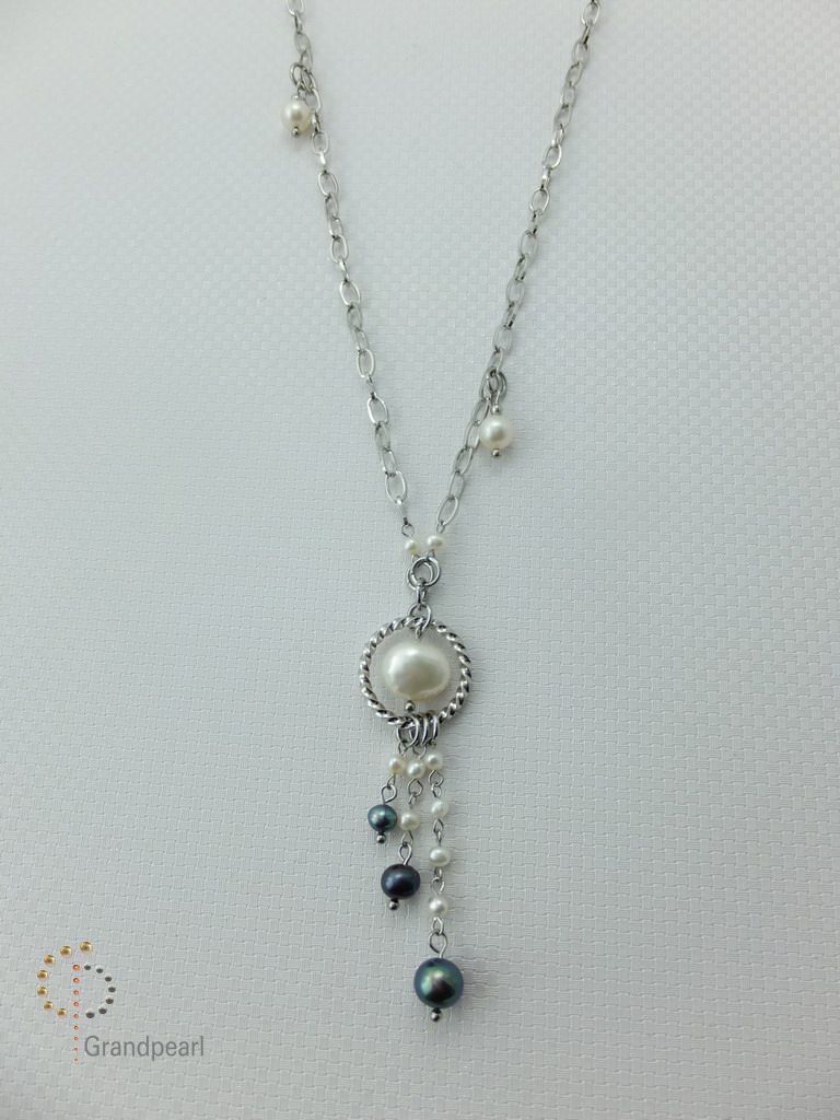 PNA-070 Pearl Necklace with Sterling Silver Chain