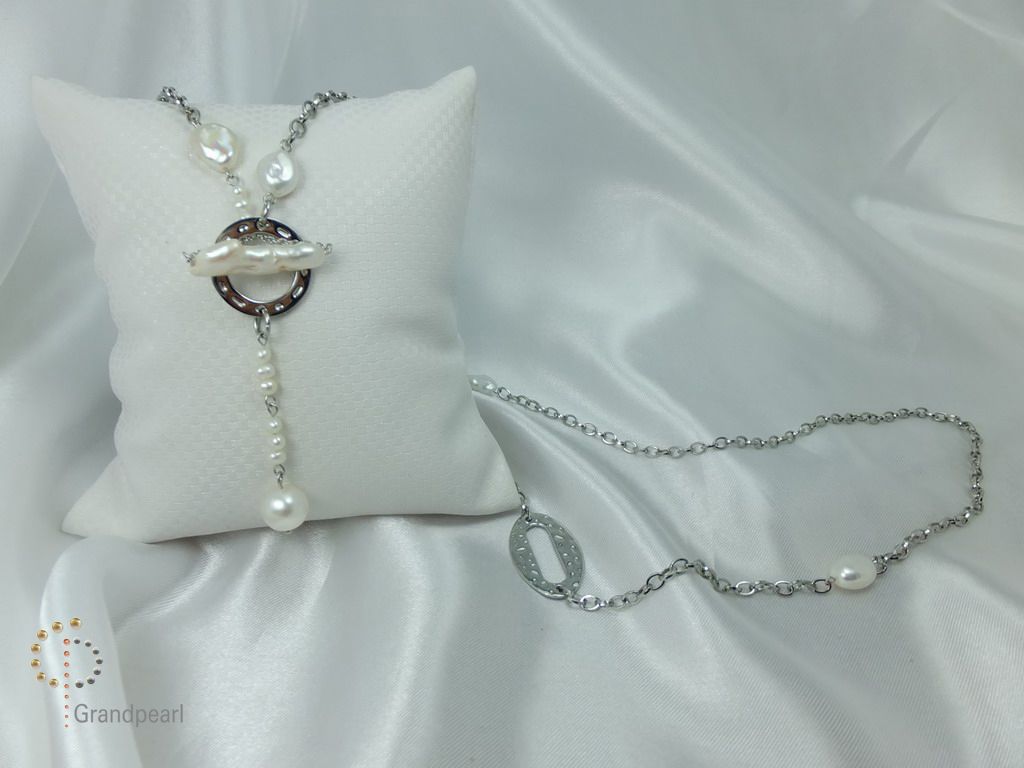 PNA-035 Pearl Necklace with Sterling Silver Chain