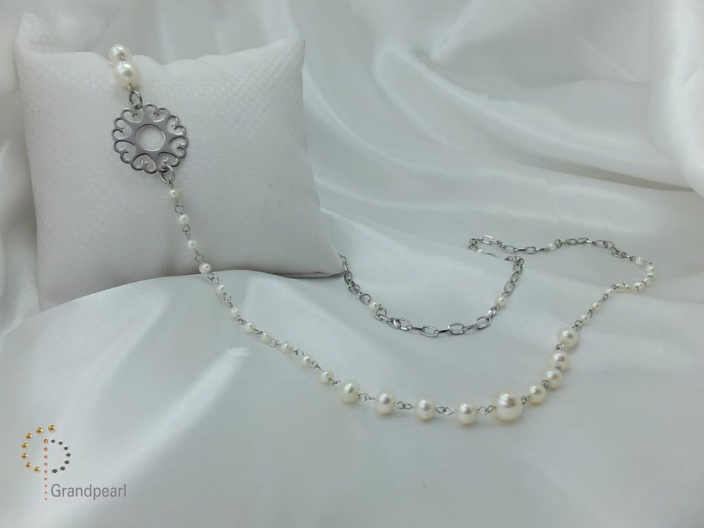 PNA-048 Pearl Necklace with Sterling Silver Chain