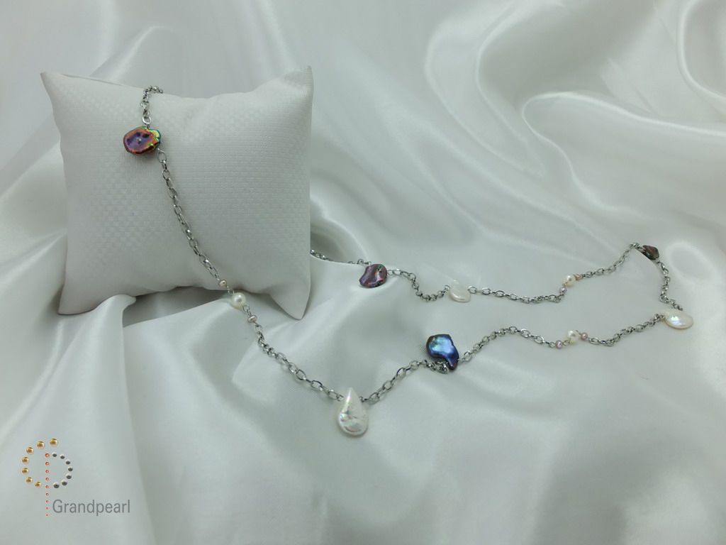 PNA-047 Pearl Necklace with Sterling Silver Chain