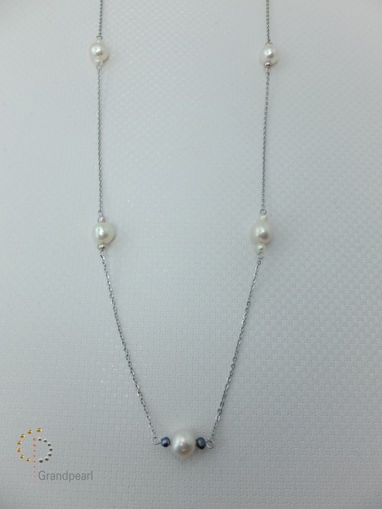 PNA-012 Pearl Necklace with Sterling Silver Chain