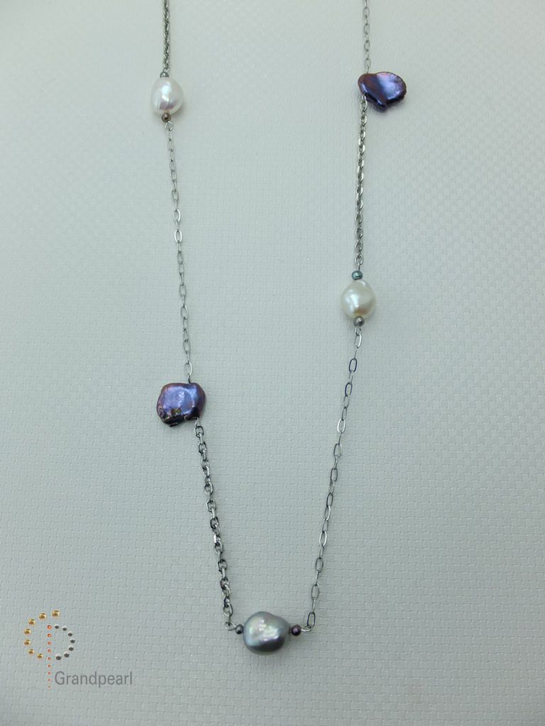 PNA-040 Pearl Necklace with Sterling Silver Chain