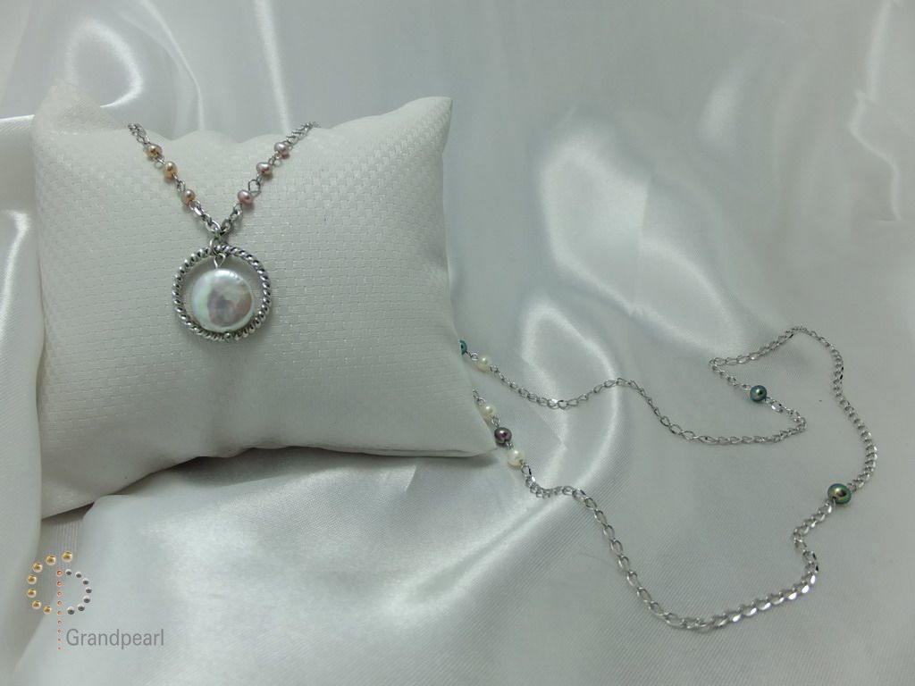 PNA-024 Pearl Necklace with Sterling Silver Chain