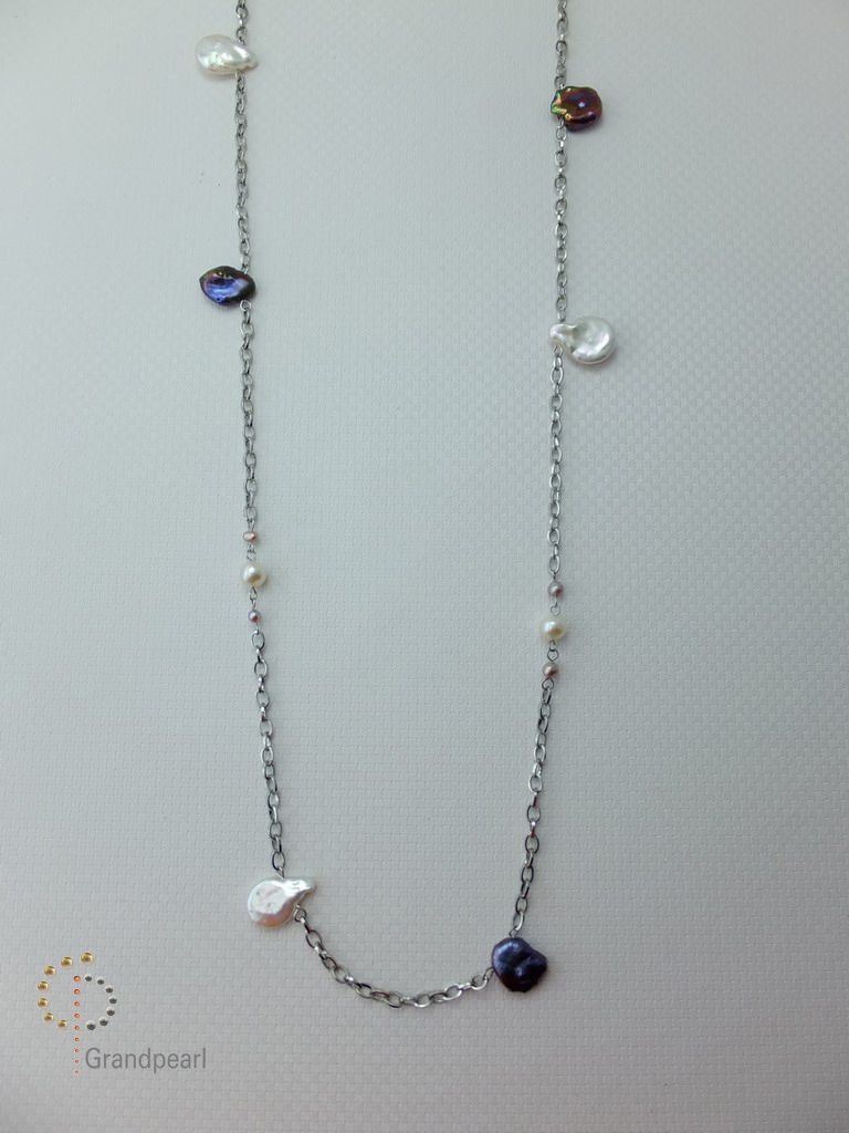 PNA-047 Pearl Necklace with Sterling Silver Chain