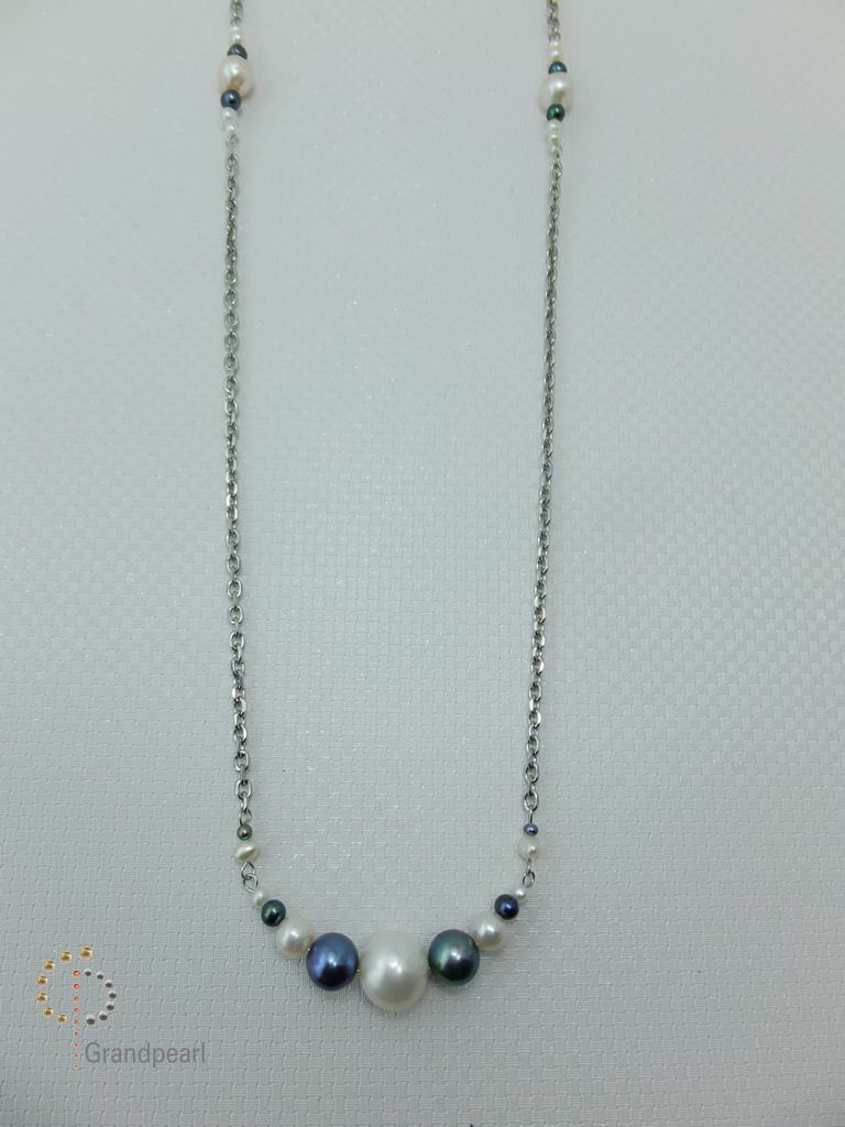 PNA-026 Pearl Necklace with Sterling Silver Chain