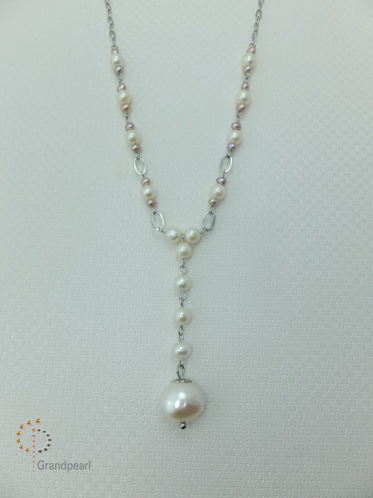 PNA-021 Pearl Necklace with Sterling Silver Chain